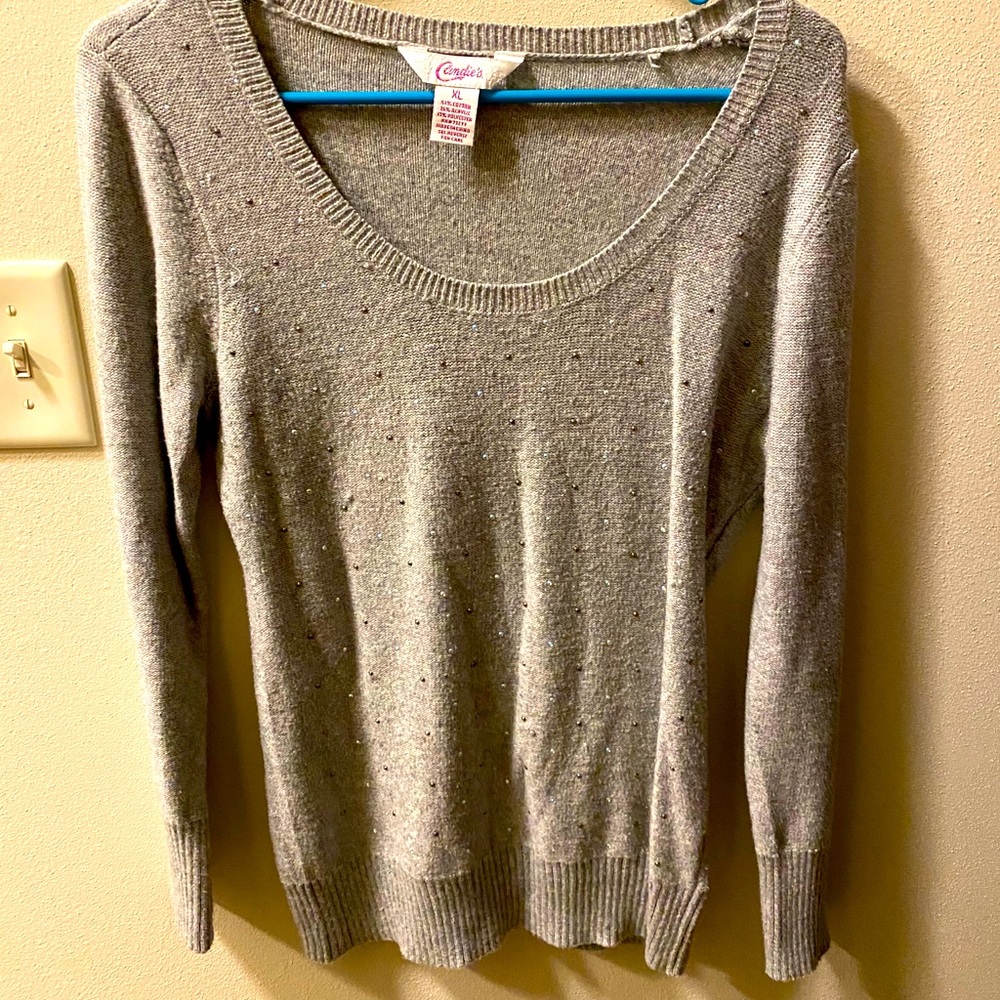 Candies XL Gray Sweater with Non-Bling sequins